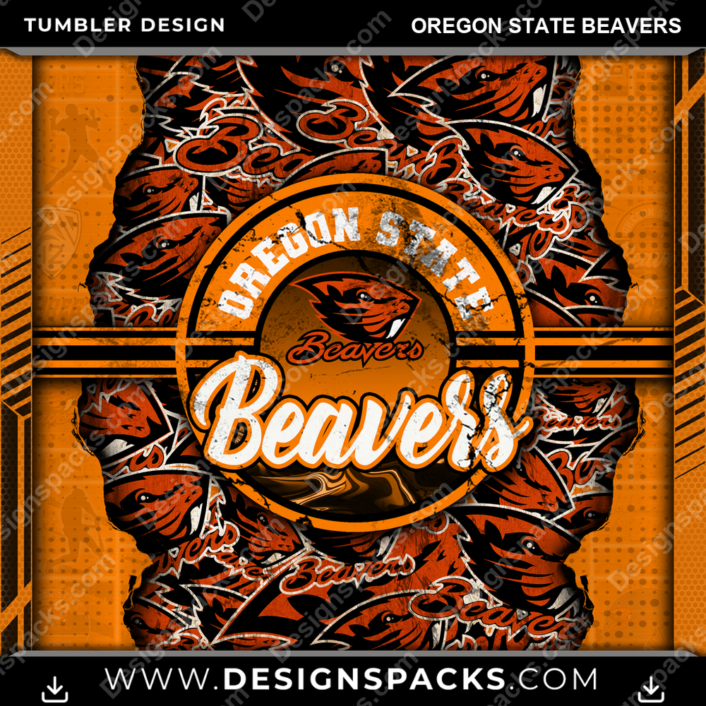 College Sport Ripped Oregon State Beavers Tumbler Digital Wrap Design
