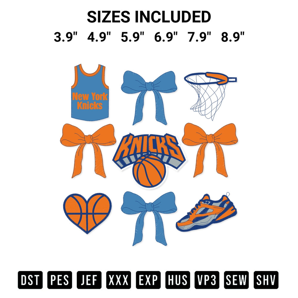 Elevate your next project with our Nba New York Knicks Bow Grid Embroidery Design embroidery file. Shop high-quality digital patterns instantly at Designspacks.com. Available sizes: 3.9", 4.9", 5.9", 6.9", 7.9", 8.9".