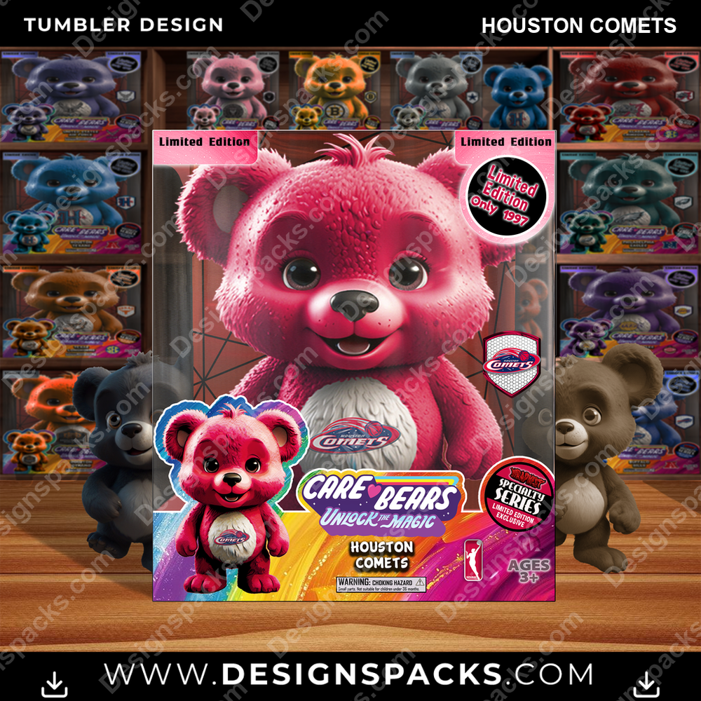 Basketball Care Bear Box Houston Comets Tumbler Digital Wrap Design