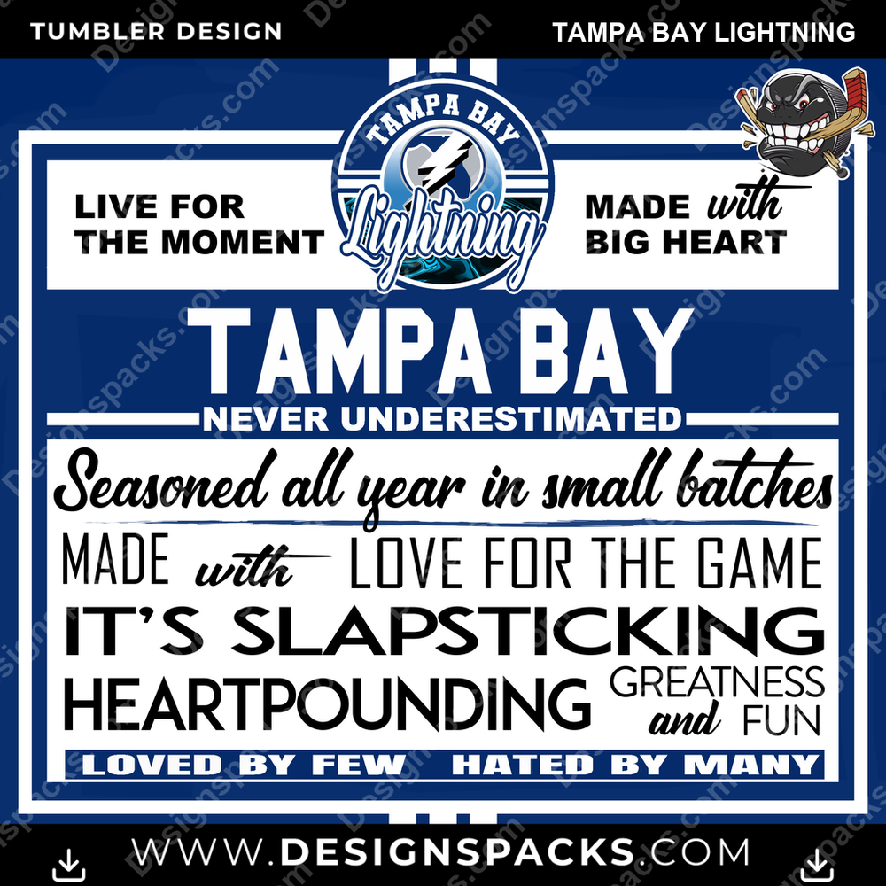 Ice Hockey Slapsticking Tampa Bay Lightning Tumbler Digital Wrap Design