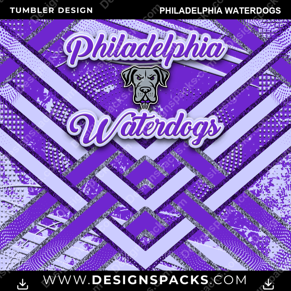 Lacrosse Glitter Stripe Philadelphia Waterdogs PLL Lacrosse Tumbler Digital Wrap Design Download