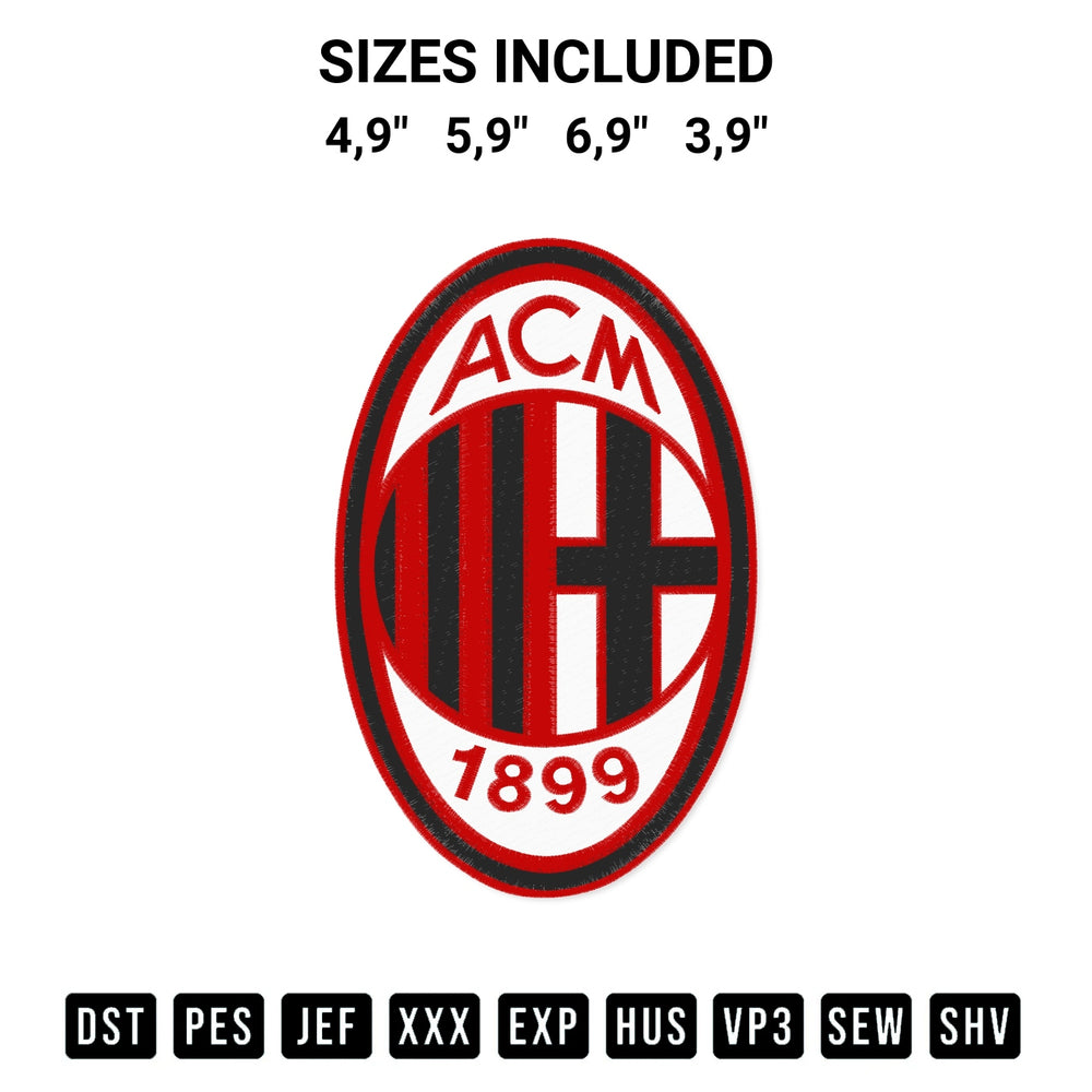 Looking for the perfect pattern? Download the Ac Milan Logo Embroidery Design embroidery design today at Designspacks.com. Crisp, clean stitching guaranteed. Available sizes: 4,9", 5,9", 6,9", 3,9".