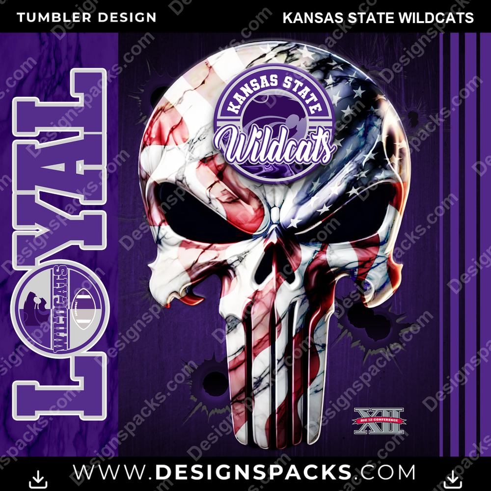 College Sport Loyal Kansas State Wildcats NCAA College Sport Tumbler Digital Wrap Design Download