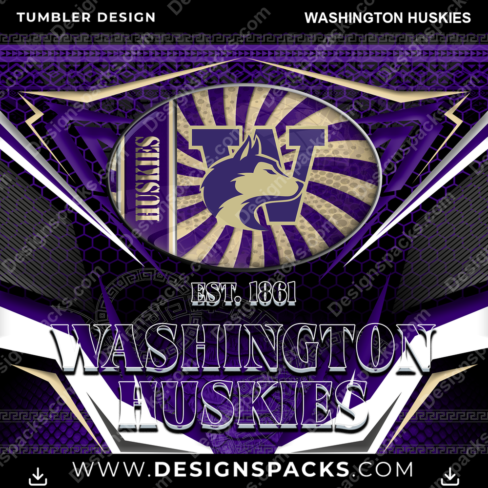 College Sport Tribal Washington Huskies NCAA College Sport Tumbler Digital Wrap Design Download