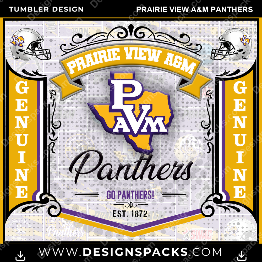 College Sport Bud Prairie View A&M Panthers Tumbler Digital Wrap Design