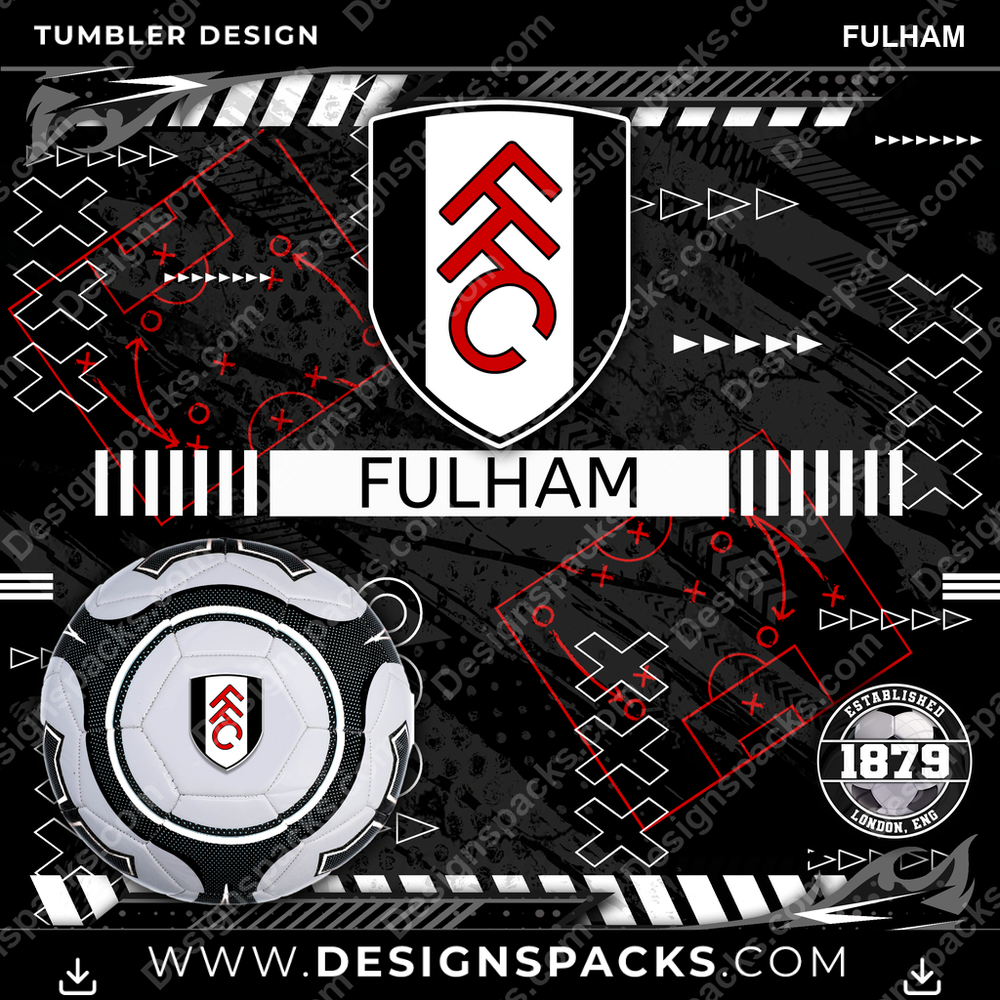 Soccer UK Xs & Os Fulham Tumbler Digital Wrap Design