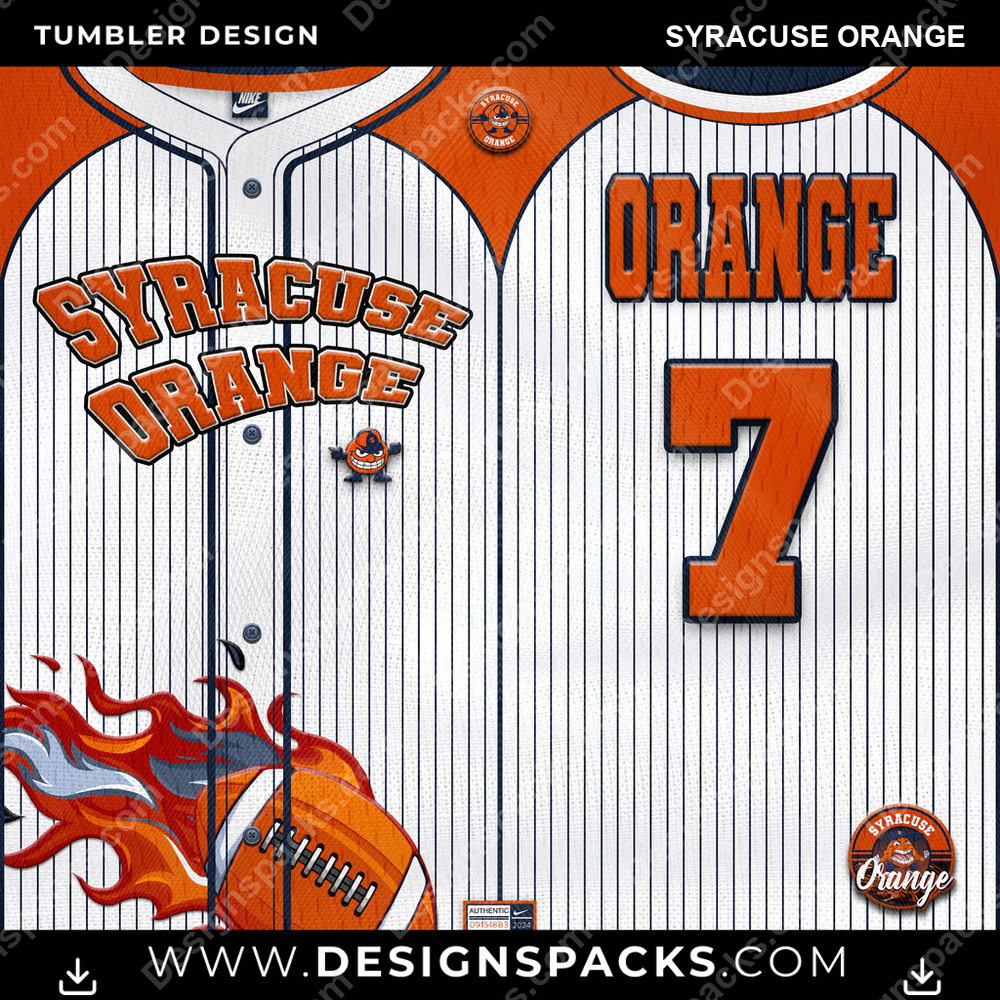 College Sport Team Button-Up Jersey Syracuse Orange NCAA College Sport Tumbler Digital Wrap Design Download