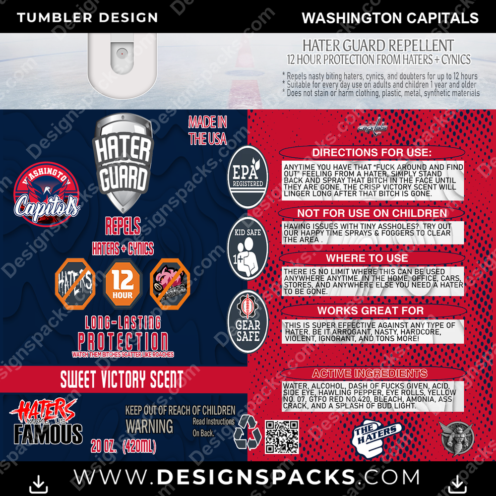Ice Hockey Hater Guard Washington Capitals NHL Hockey Tumbler Digital Wrap Design Download