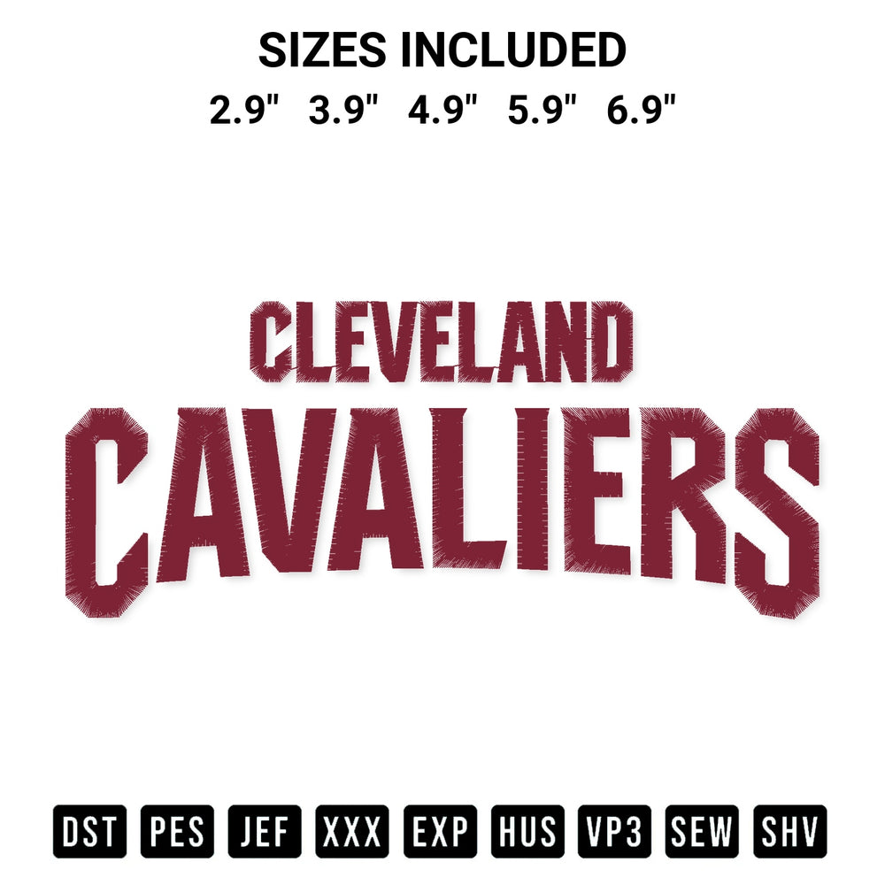 Looking for the perfect pattern? Download the Cleveland Cavaliers Wordmark Embroidery Design embroidery design today at Designspacks.com. Crisp, clean stitching guaranteed. Available sizes: 2.9", 3.9", 4.9", 5.9", 6.9".