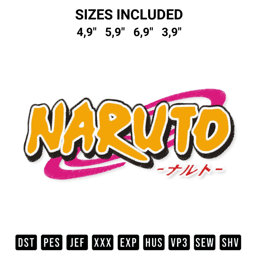 Elevate your next project with our Naruto Logo Embroidery Design embroidery file. Shop high-quality digital patterns instantly at Designspacks.com. Available sizes: 4,9", 5,9", 6,9", 3,9".
