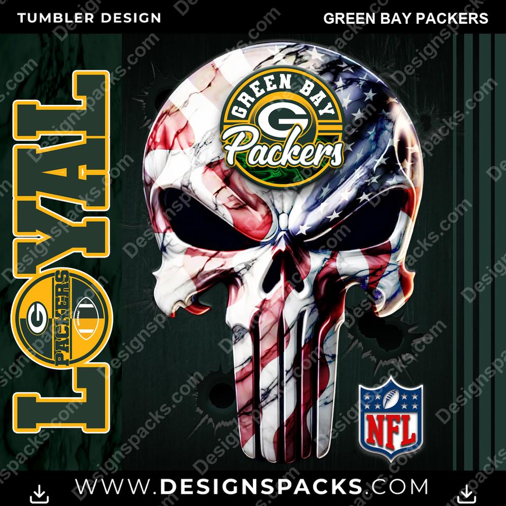 Football Loyal Green Bay Packers NFL Football Tumbler Digital Wrap Design Download