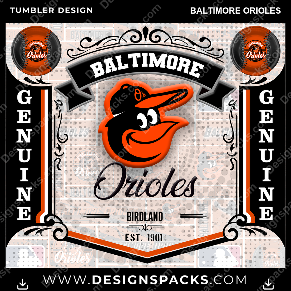 Baseball Bud Baltimore Orioles Tumbler Digital Wrap Design