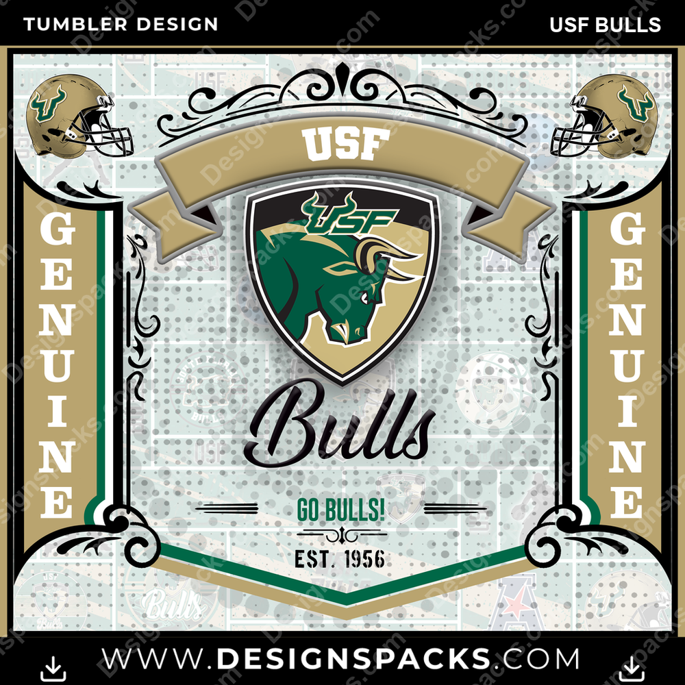 College Sport Bud USF Bulls Tumbler Digital Wrap Design
