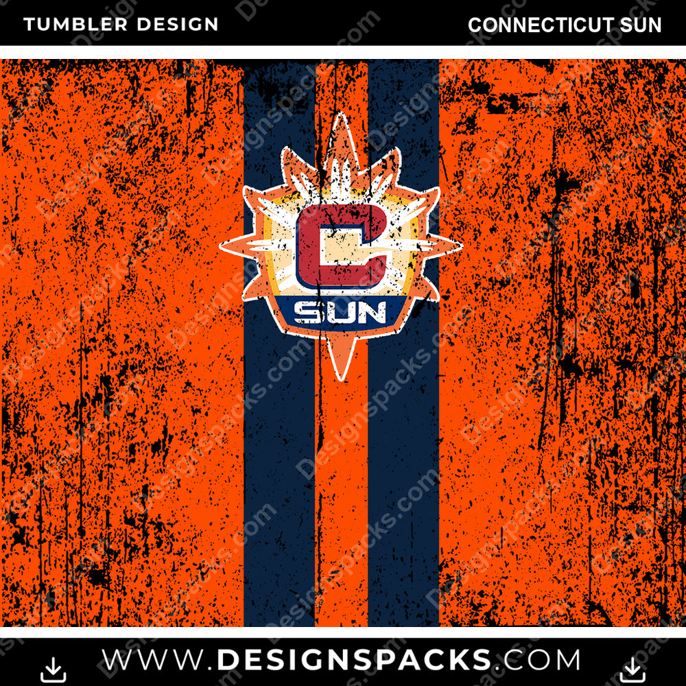 Basketball Grunge Style Connecticut Sun Tumbler Digital Wrap Design