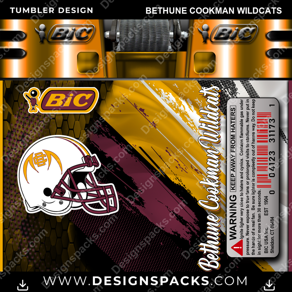 College Sport BIC Lighter Bethune Cookman Wildcats NCAA College Sport Tumbler Digital Wrap Design Download