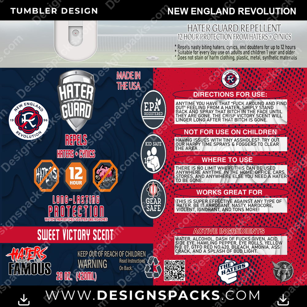 US Soccer Hater Guard New England Revolution Tumbler Digital Wrap Design