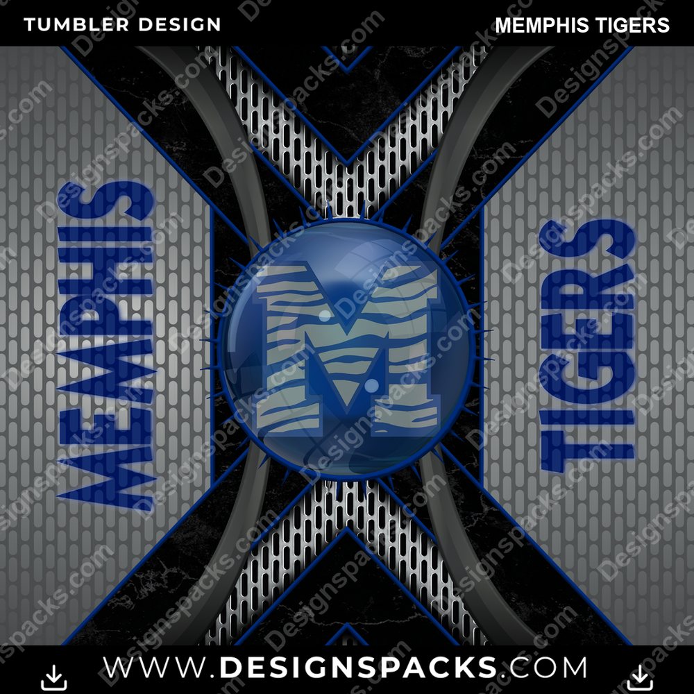 College Sport Metal Grating Memphis Tigers NCAA College Sport Tumbler Digital Wrap Design Download