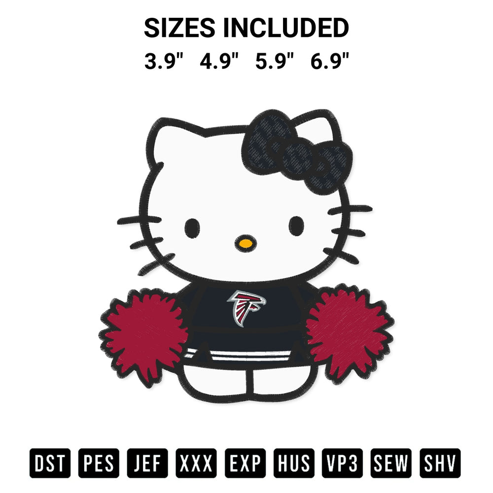 Download the Hello Kitty Cheerleader Atlanta Falcons Embroidery Design machine embroidery design exclusively at Designspacks.com. Premium digitized pattern for apparel and DIY crafts. Available sizes: 3.9", 4.9", 5.9", 6.9".