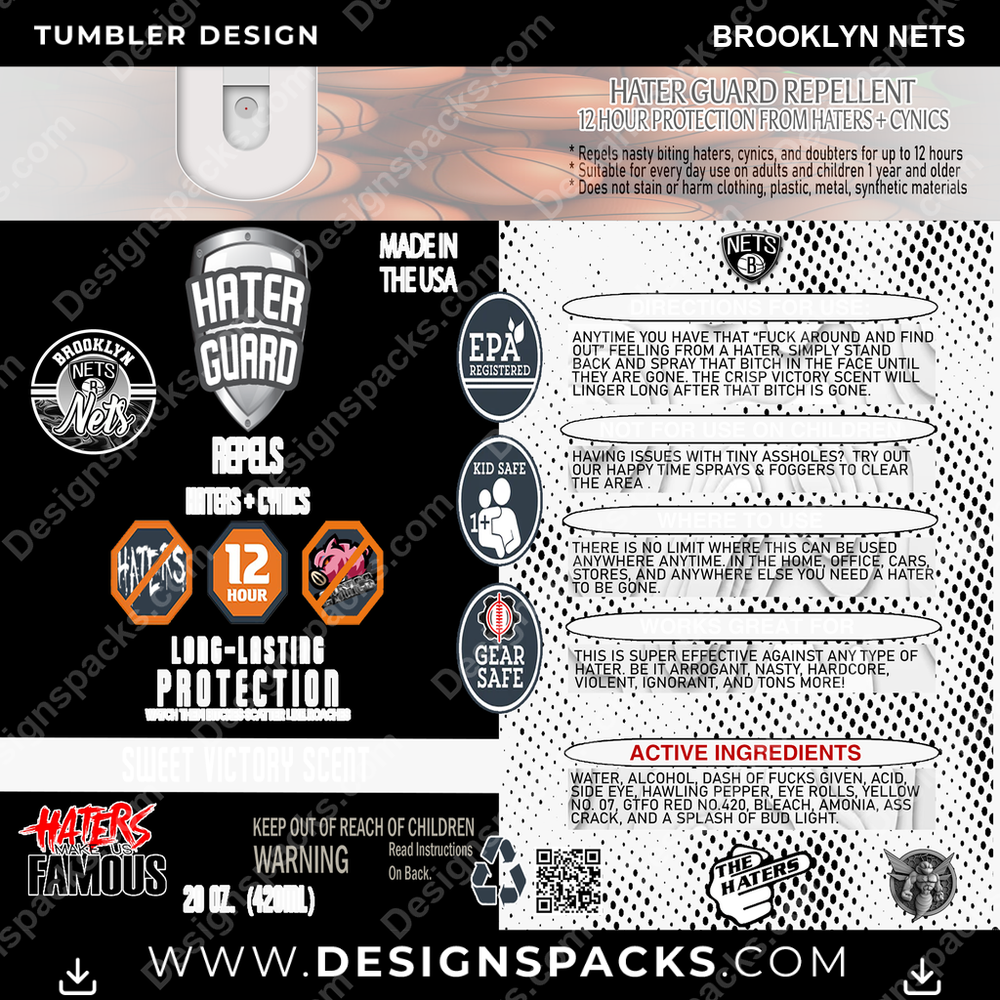 Basketball Hater Guard Brooklyn Nets Tumbler Digital Wrap Design