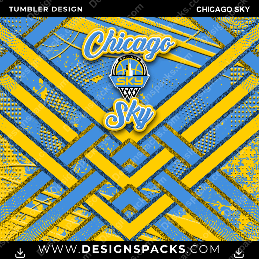Basketball Glitter Stripe Chicago Sky Tumbler Digital Wrap Design