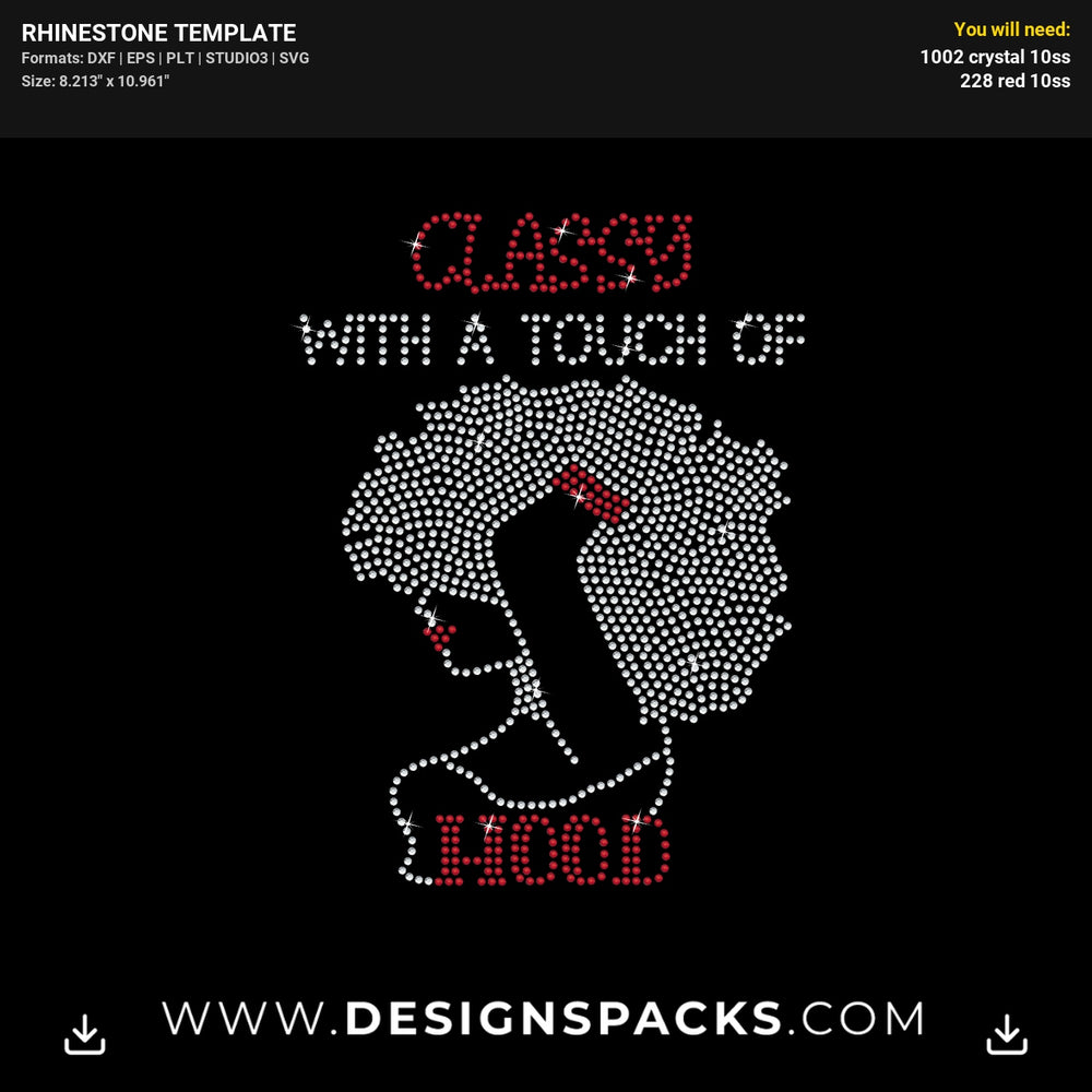 Classy Hood Updated Rhinestone Digital Template
