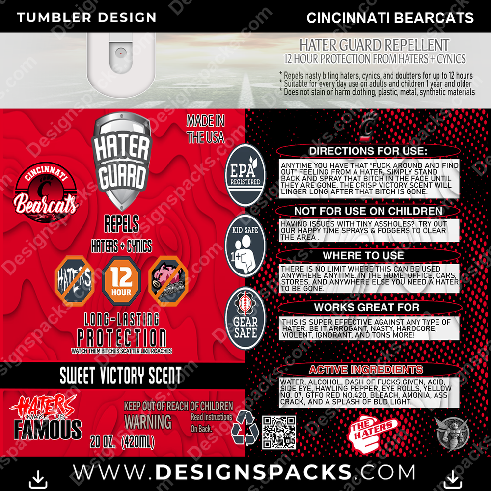 College Sport Hater Guard Cincinnati Bearcats NCAA College Sport Tumbler Digital Wrap Design Download
