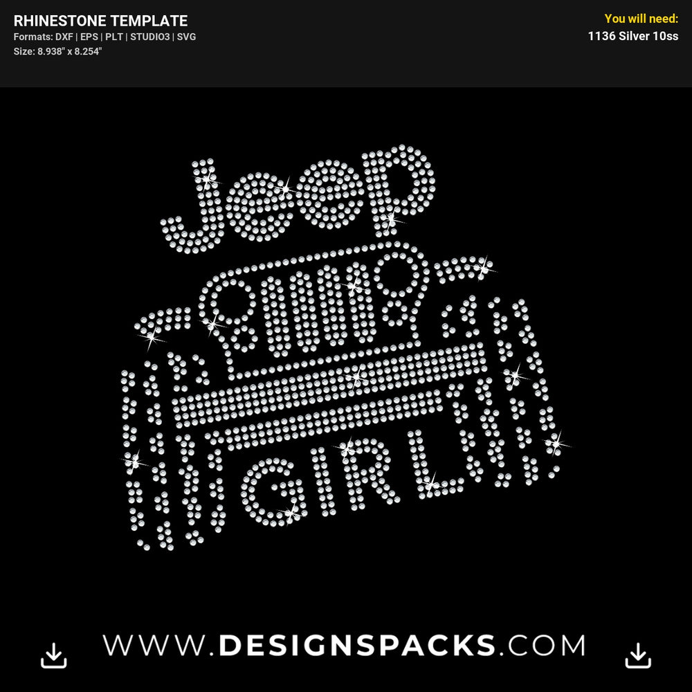 Jeep Girl Offroad Life Rhinestone Digital Template