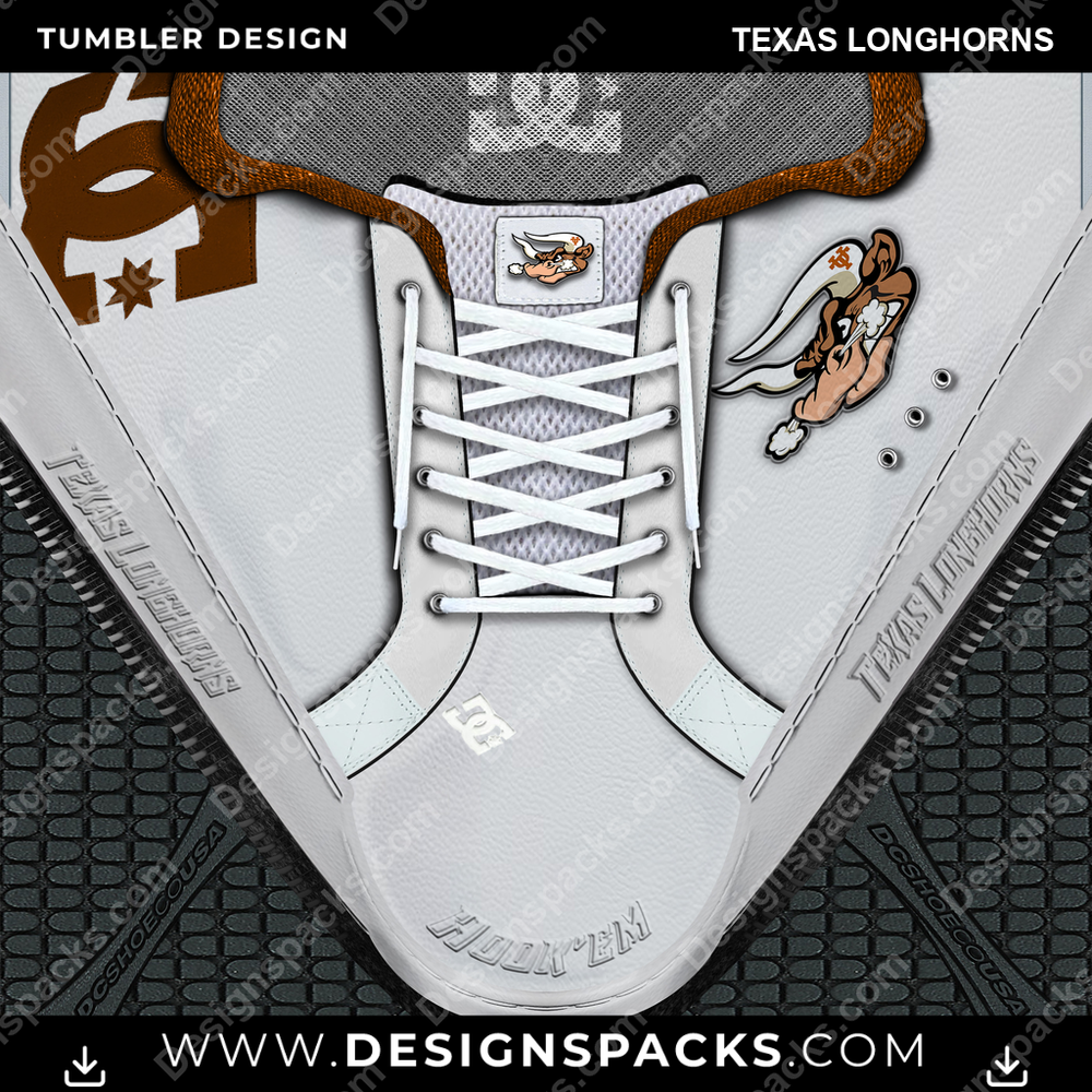 College Sport DC Sneaker Texas Longhorns NCAA College Sport Tumbler Digital Wrap Design Download