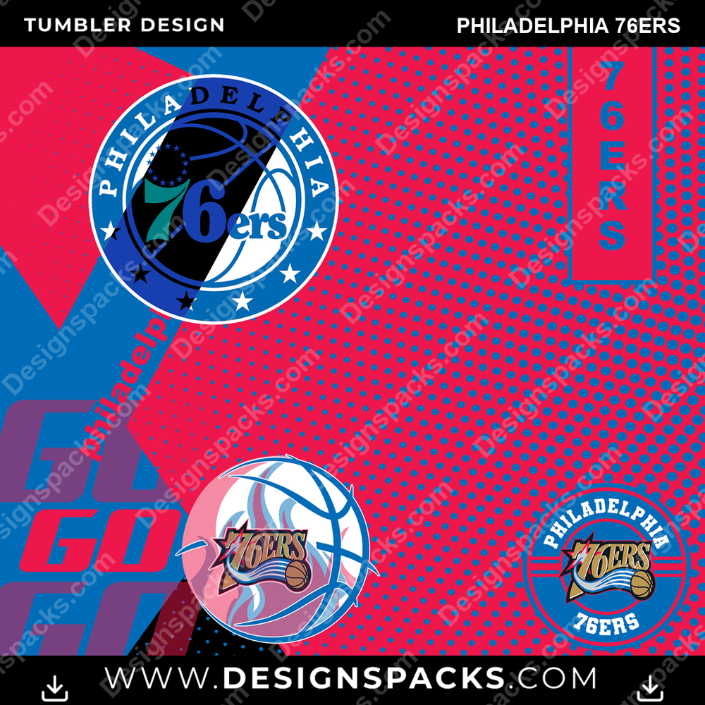 Basketball GO Philadelphia 76ers Tumbler Digital Wrap Design