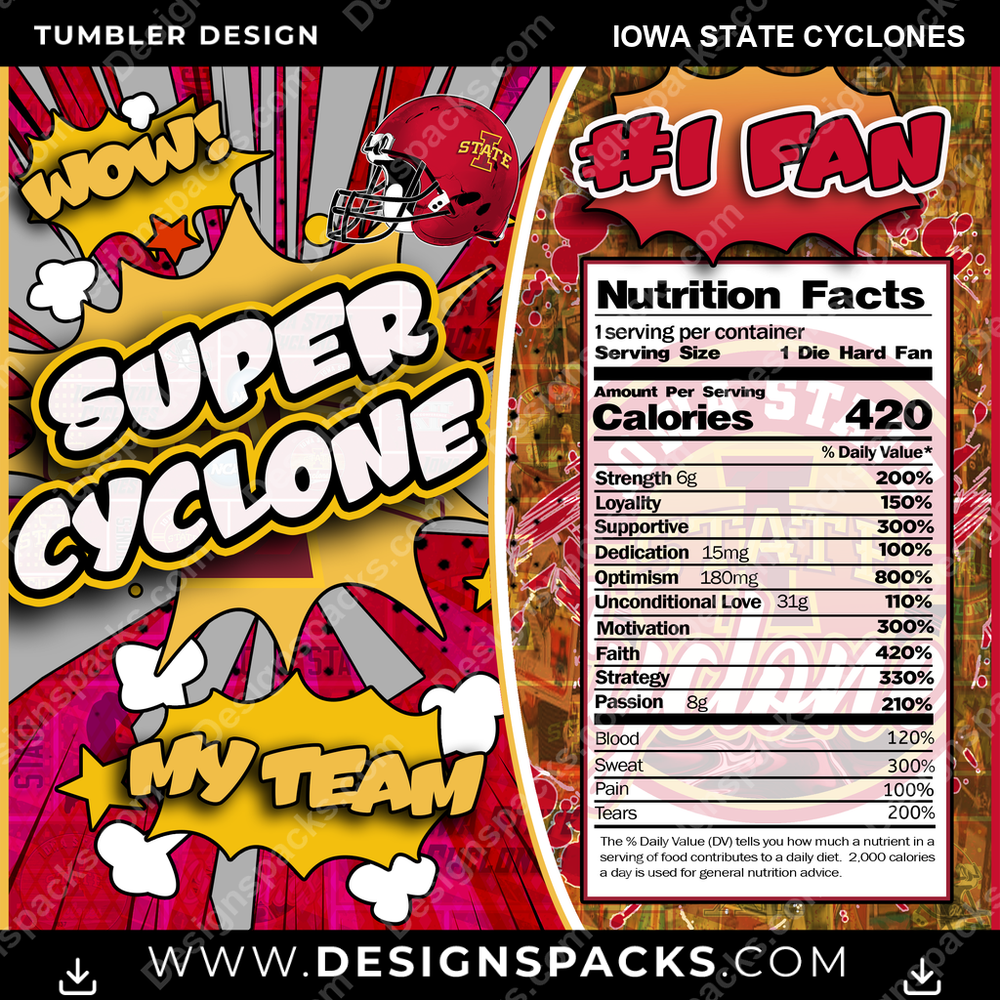 College Sport Super Team Iowa State Cyclones NCAA College Sport Tumbler Digital Wrap Design Download
