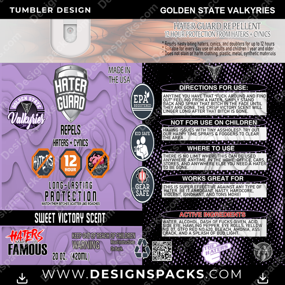 Basketball Hater Guard Golden State Valkyries NBA Basketball Tumbler Digital Wrap Design Download
