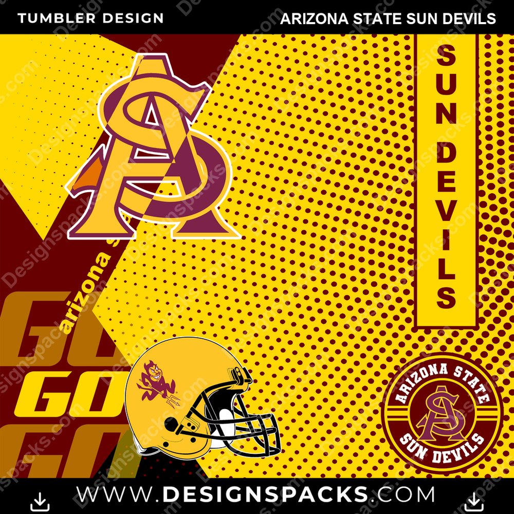 College Sport GO Arizona State Sun Devils Tumbler Digital Wrap Design