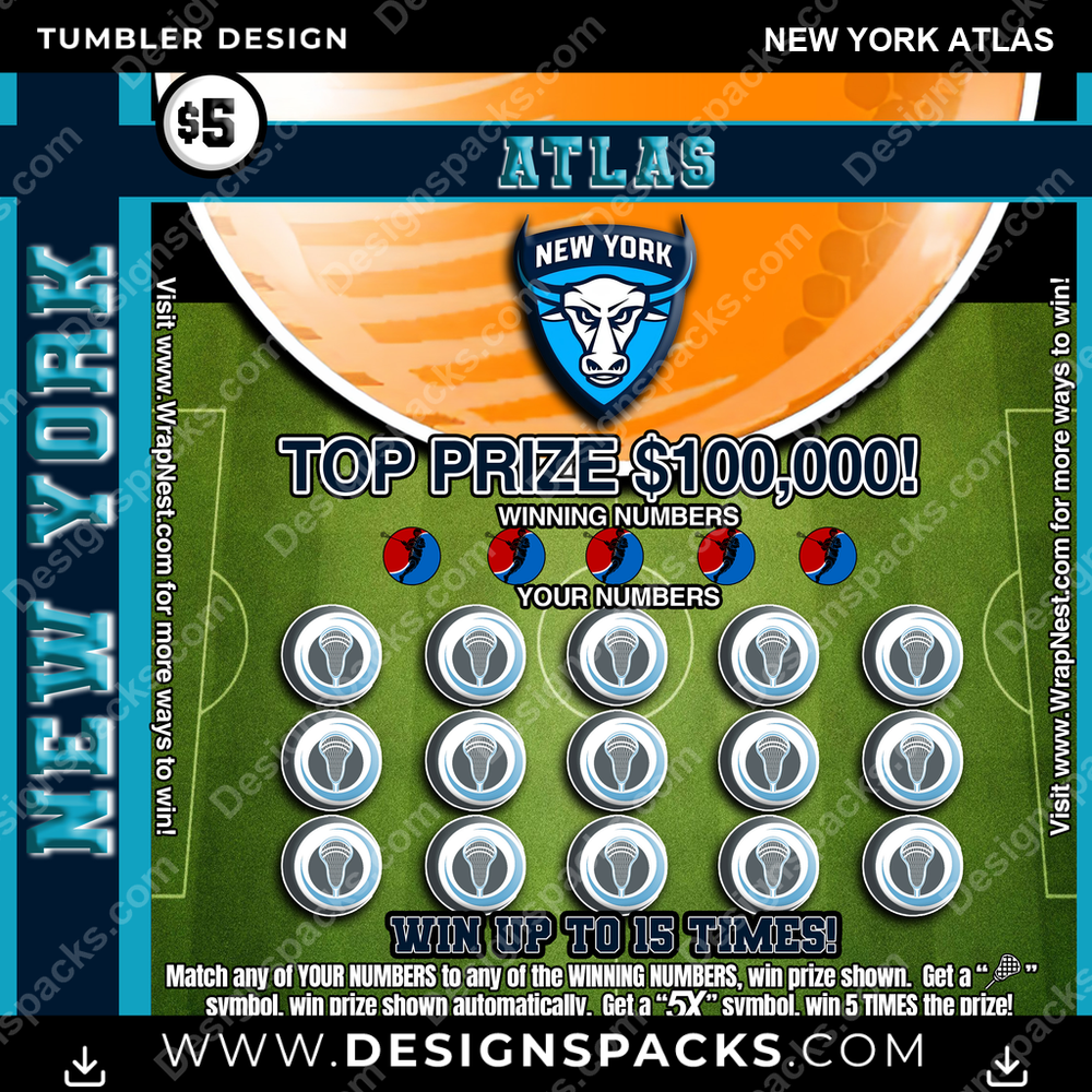 Lacrosse Lottery Ticket New York Atlas PLL Lacrosse Tumbler Digital Wrap Design Download