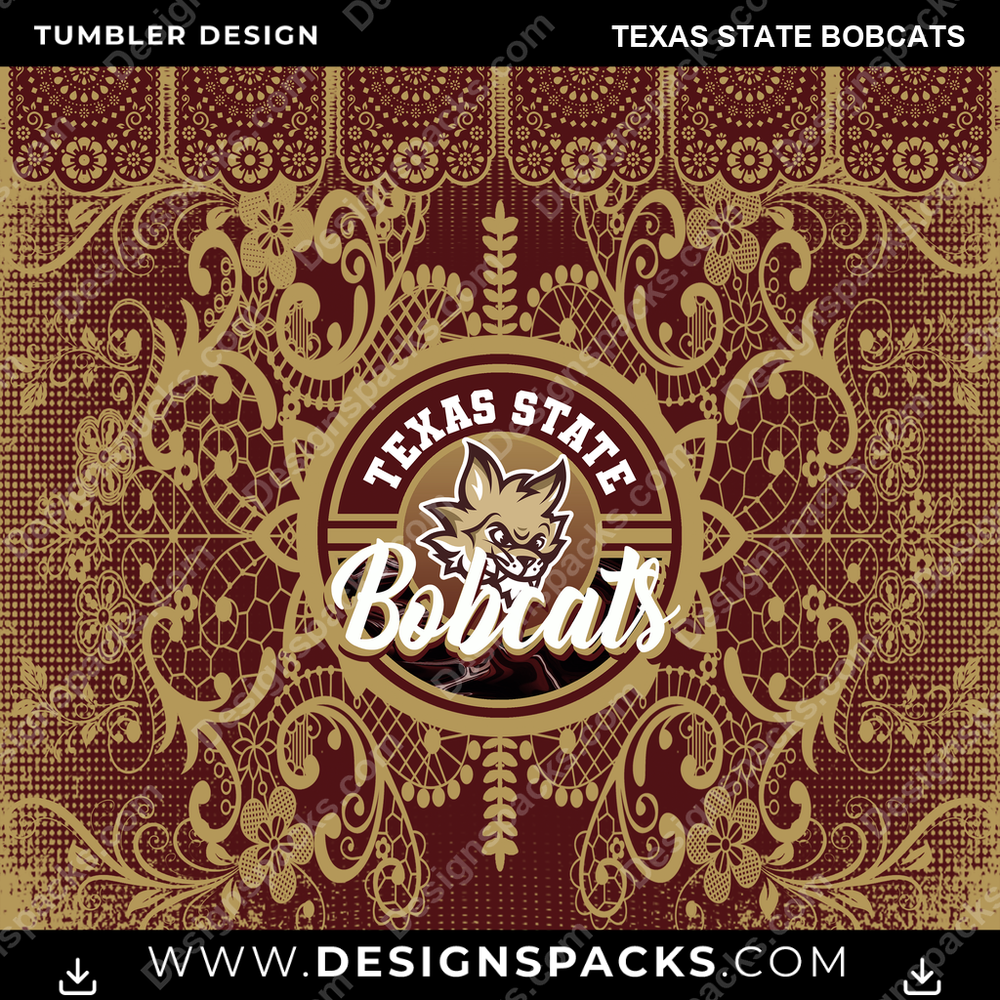 College Sport Lace & Logo Texas State Bobcats NCAA College Sport Tumbler Digital Wrap Design Download