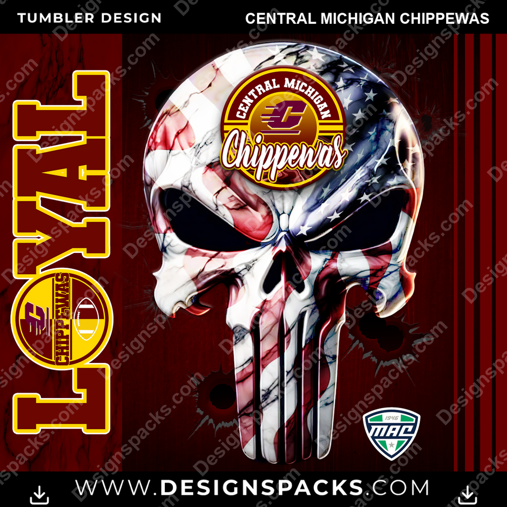 College Sport Loyal Central Michigan Chippewas NCAA College Sport Tumbler Digital Wrap Design Download