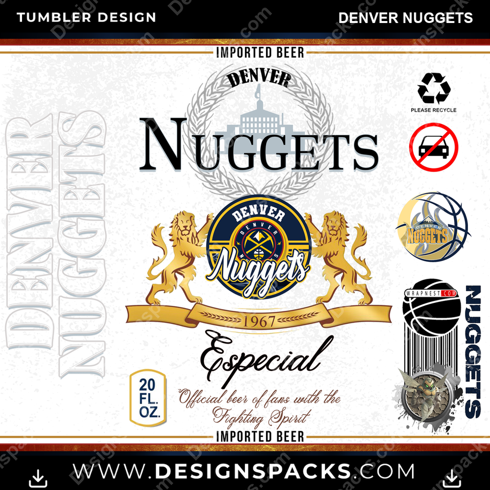 Basketball Modelo Denver Nuggets Tumbler Digital Wrap Design