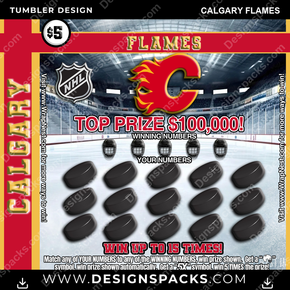 Ice Hockey Lottery Ticket Calgary Flames Tumbler Digital Wrap Design