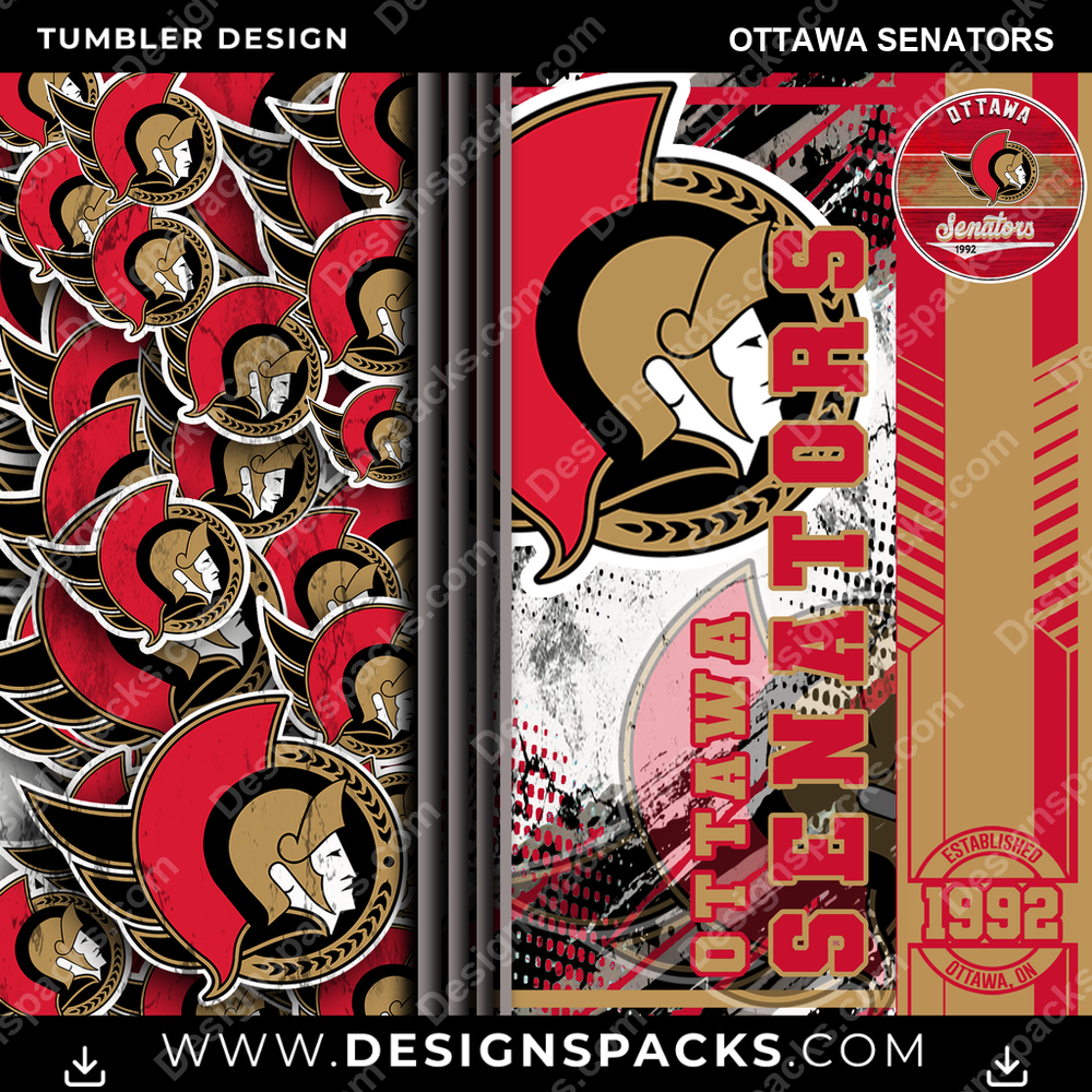 Hockey Sports Ottawa Senators NHL Hockey Tumbler Digital Wrap Design Download