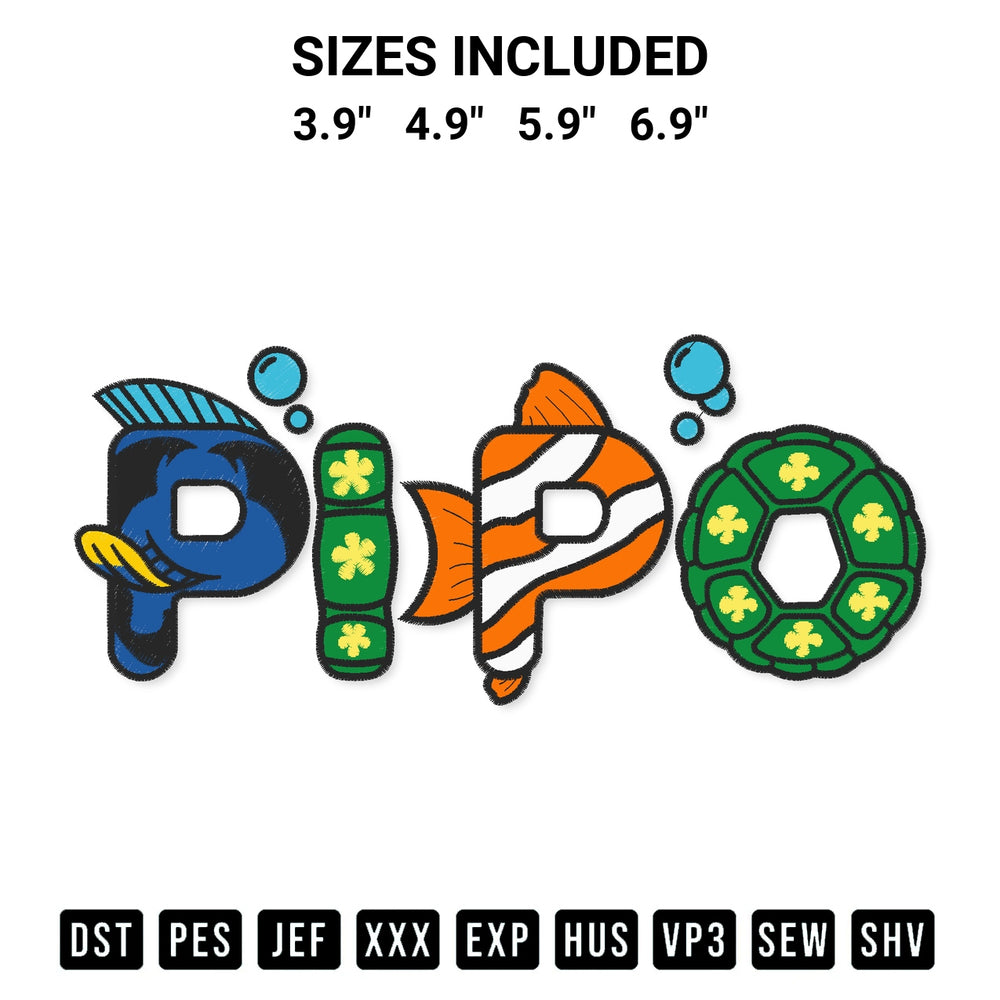 Looking for the perfect pattern? Download the Finding Nemo Pipo Disney Embroidery Design embroidery design today at Designspacks.com. Crisp, clean stitching guaranteed. Available sizes: 3.9", 4.9", 5.9", 6.9".