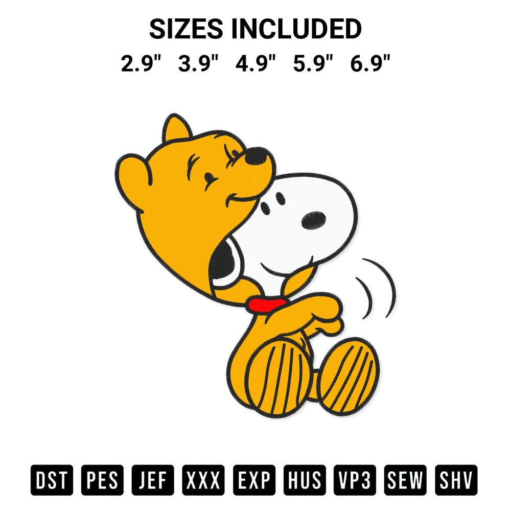 Looking for the perfect pattern? Download the Snoopy Wearing Winnie The Pooh Embroidery Design embroidery design today at Designspacks.com. Crisp, clean stitching guaranteed. Available sizes: 2.9", 3.9", 4.9", 5.9", 6.9".
