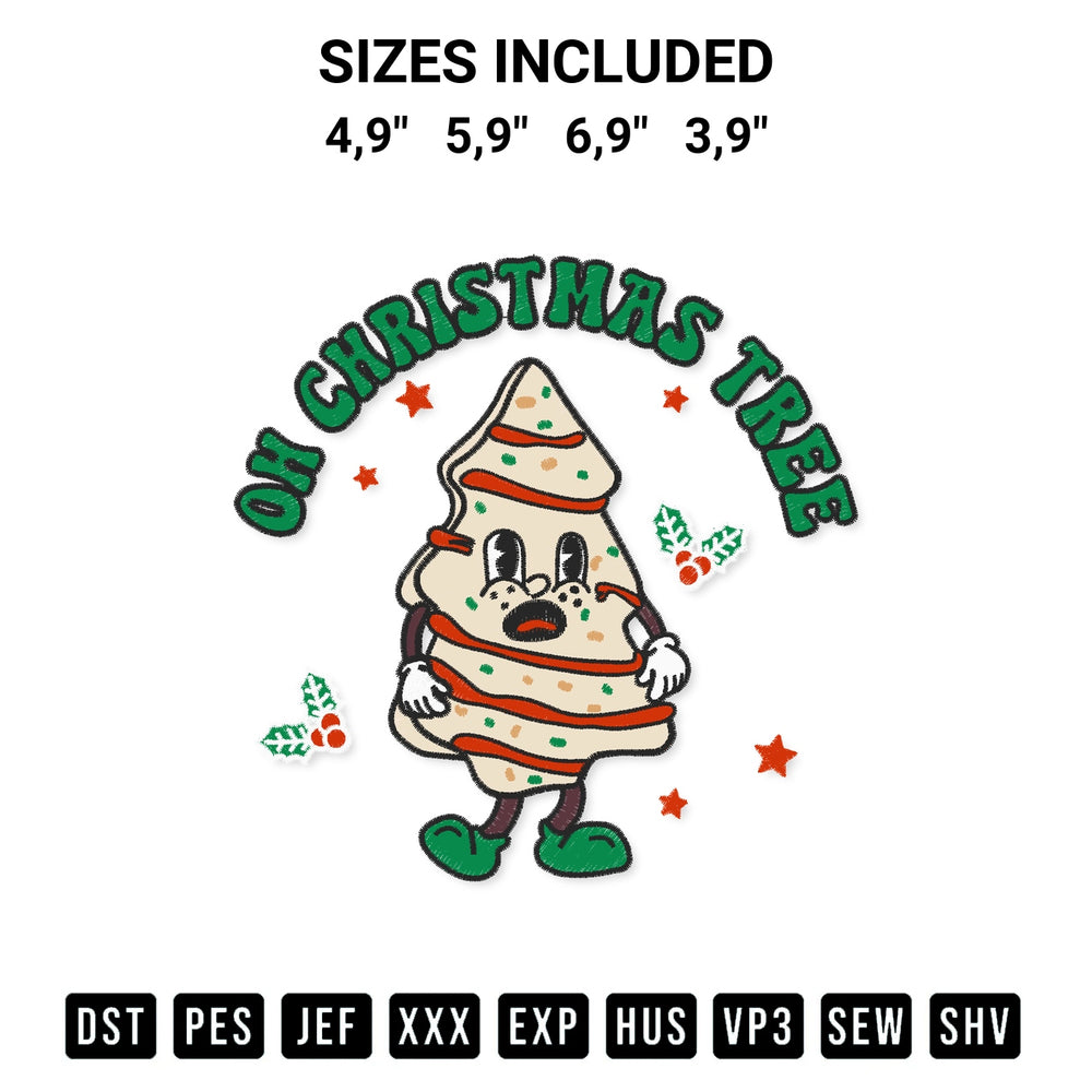 Add a unique touch to your apparel with the Groovy Oh Christmas Tree Cakes Debbie Becky Jen Cake Lovers Xmas Embroidery Design embroidery file. Premium instant download available now on Designspacks.com. Available sizes: 4,9", 5,9", 6,9", 3,9".