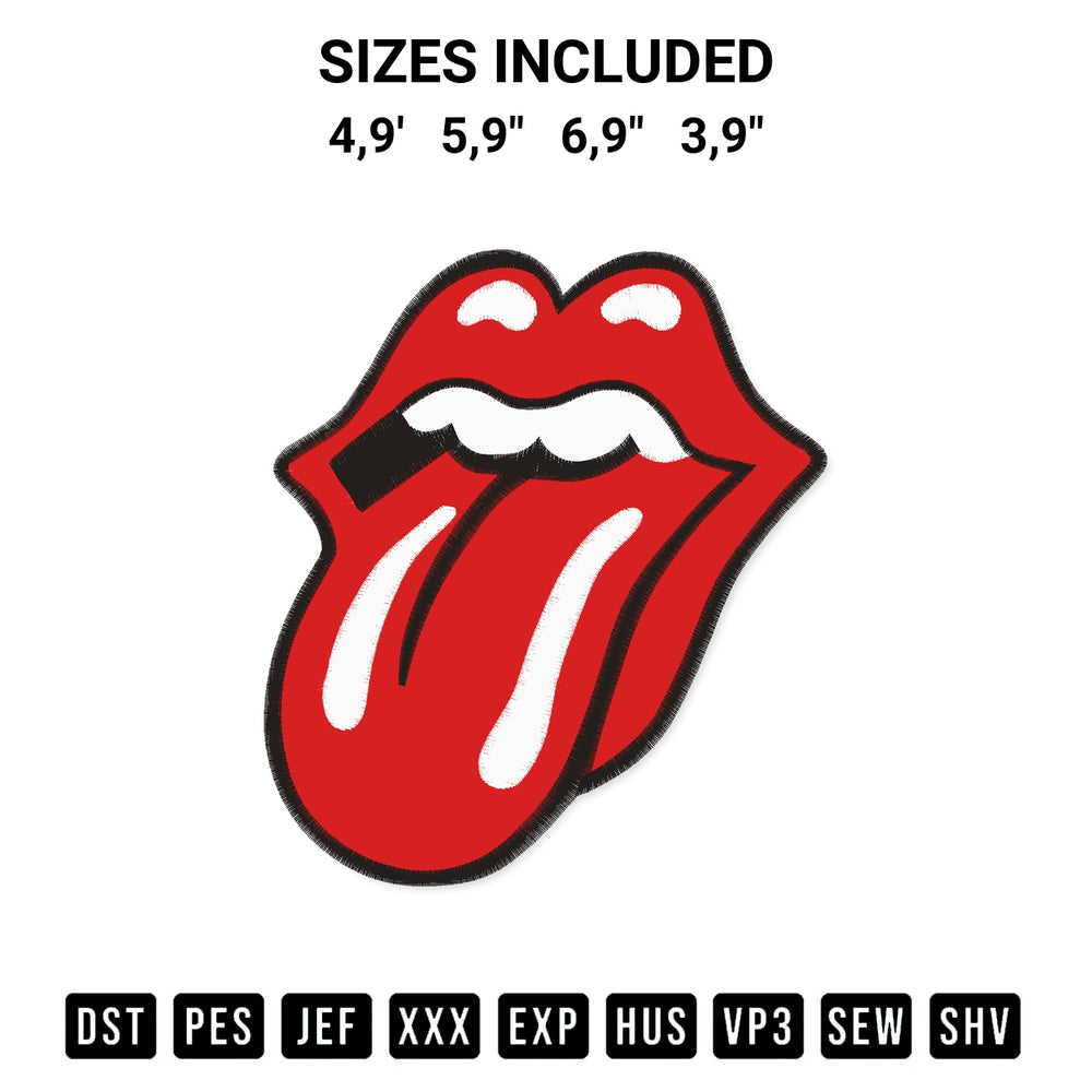 Download the Tongue And Lips Rolling Stones Logo Embroidery Design machine embroidery design exclusively at Designspacks.com. Premium digitized pattern for apparel and DIY crafts. Available sizes: 4,9', 5,9", 6,9", 3,9".