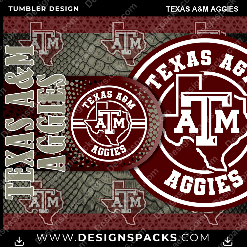 College Sport Hyper Texas A&M Aggies Tumbler Digital Wrap Design
