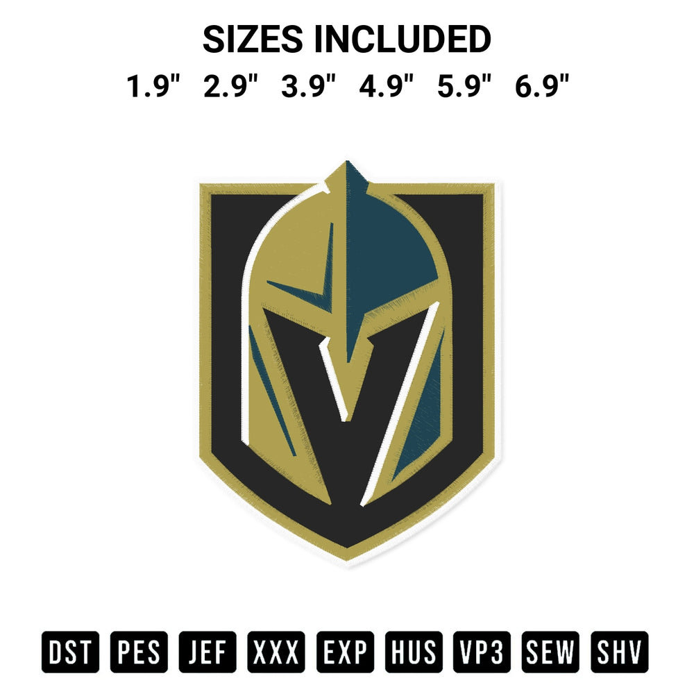 Discover the perfect addition to your crafting collection: Vegas Golden Knights Logo Embroidery Design embroidery file. Instantly available at Designspacks.com. Available sizes: 1.9", 2.9", 3.9", 4.9", 5.9", 6.9".