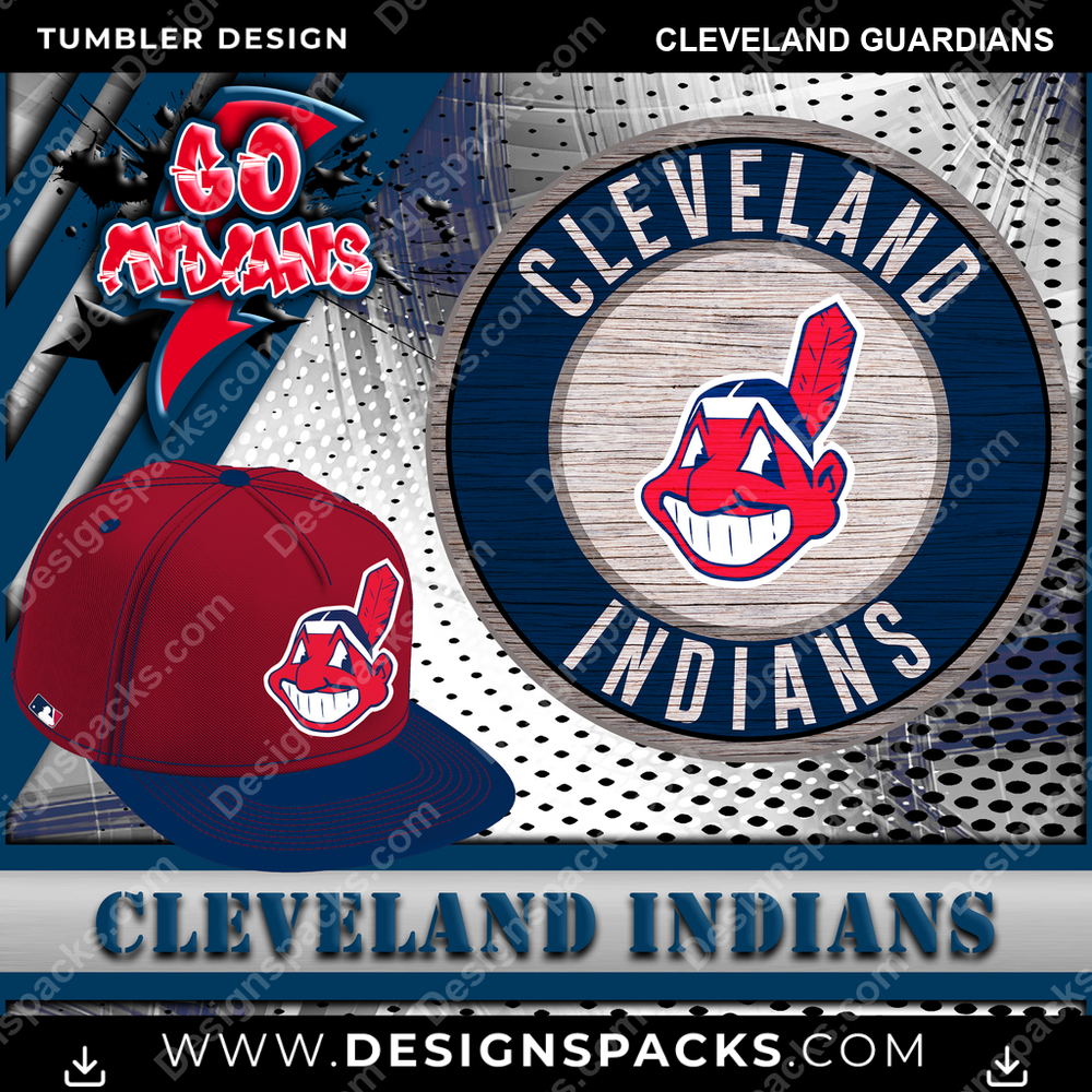 Baseball Go Team Cleveland Guardians Tumbler Digital Wrap Design