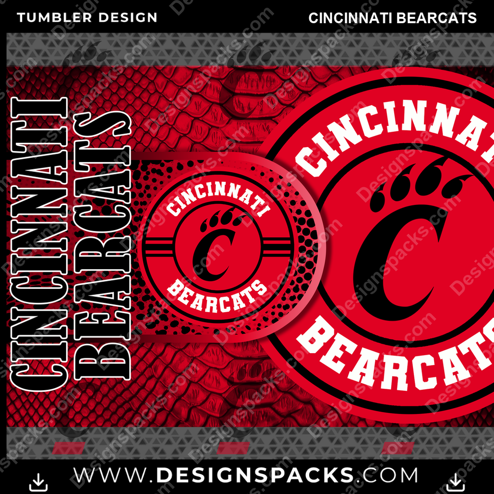 College Sport Hyper Cincinnati Bearcats Tumbler Digital Wrap Design