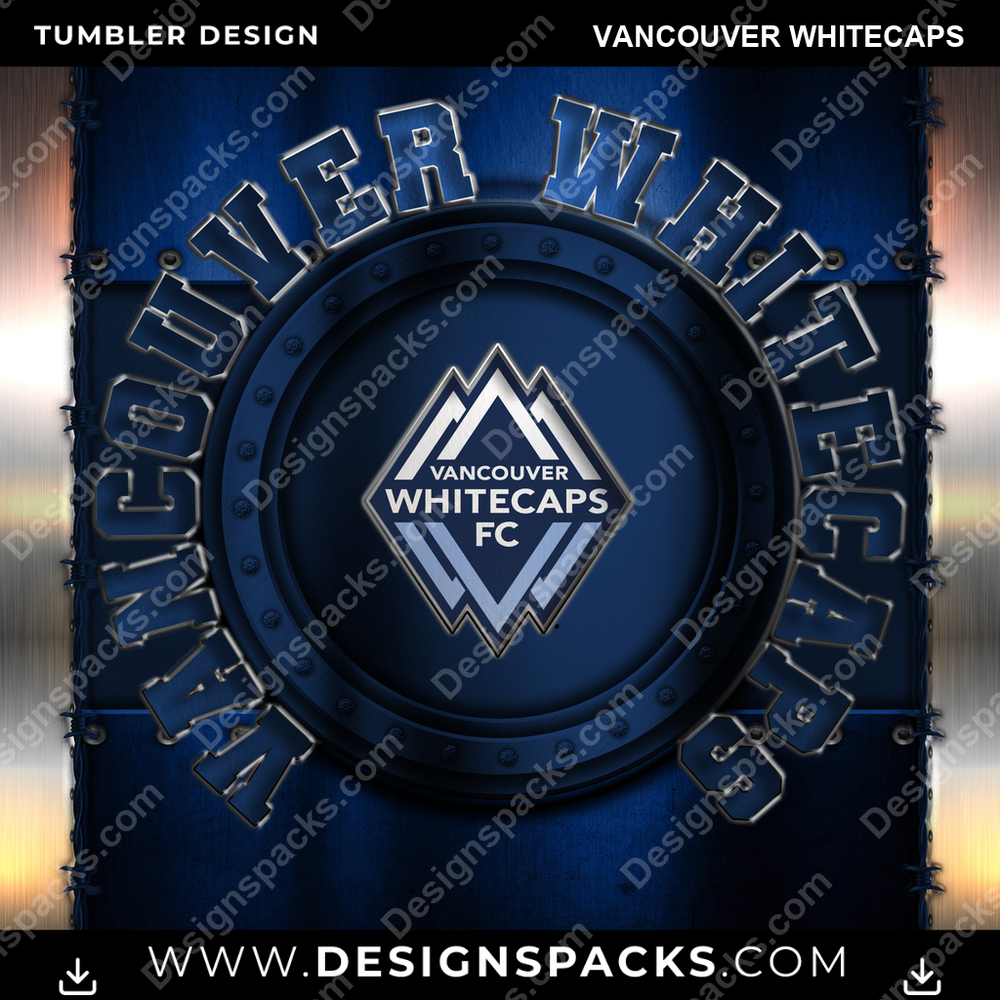 US Soccer Metal Vancouver Whitecaps Tumbler Digital Wrap Design