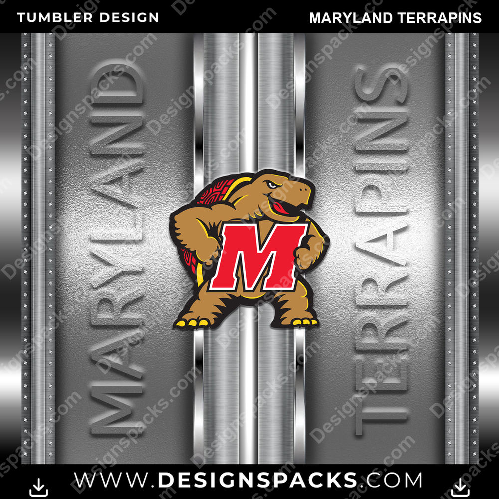 College Sport Metallic Maryland Terrapins NCAA College Sport Tumbler Digital Wrap Design Download
