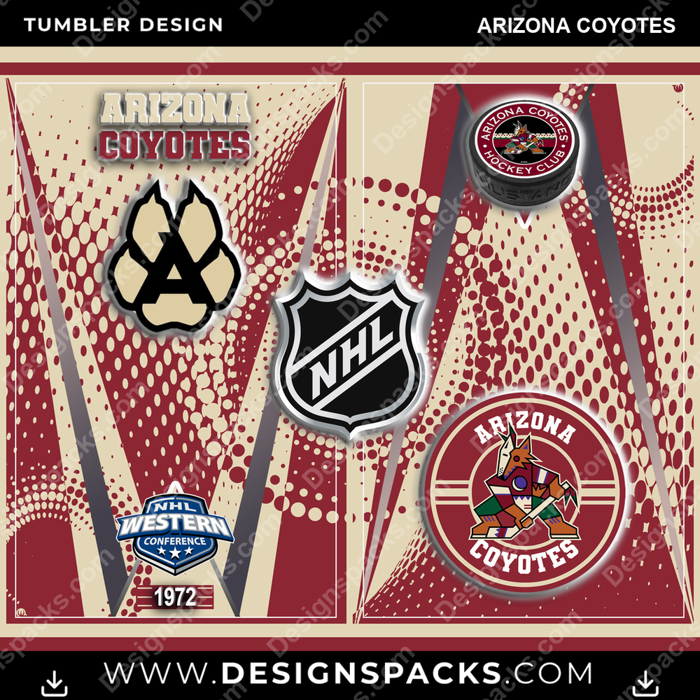 Ice Hockey Team Logo Arizona Coyotes NHL Hockey Tumbler Digital Wrap Design Download