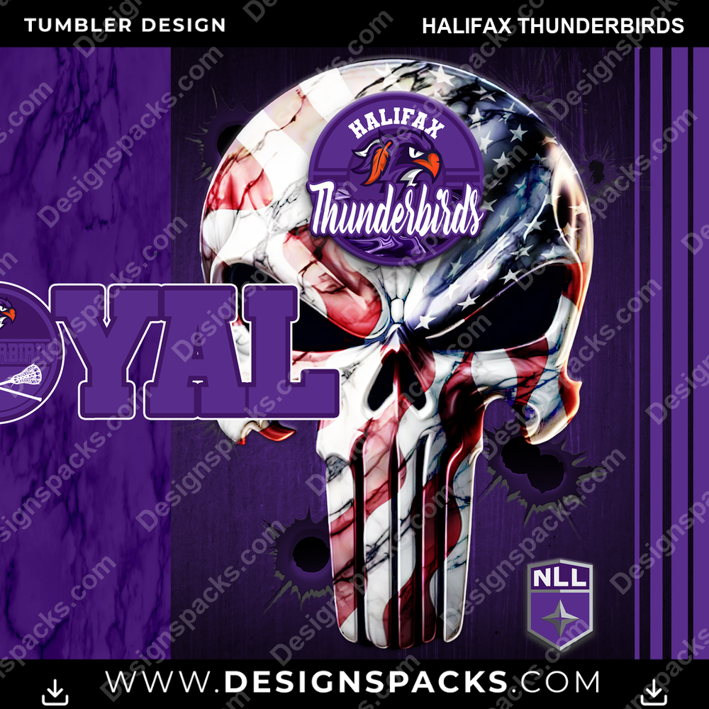 Lacrosse Loyal Halifax Thunderbirds Tumbler Digital Wrap Design